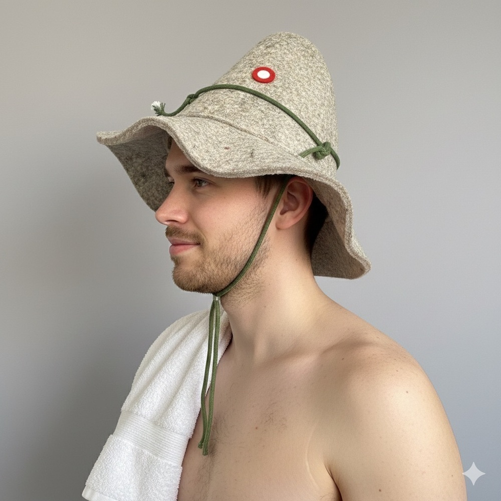 Russian Sauna Wool Elf / Witch Hat w/ Chin Cord - Unisex 🧖🏼‍♂️